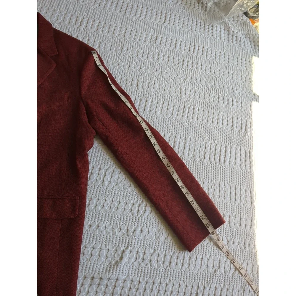 Mr Turk Blazer Herringbone Wool Blend Red Turquoise‎ 2 Button Size 44